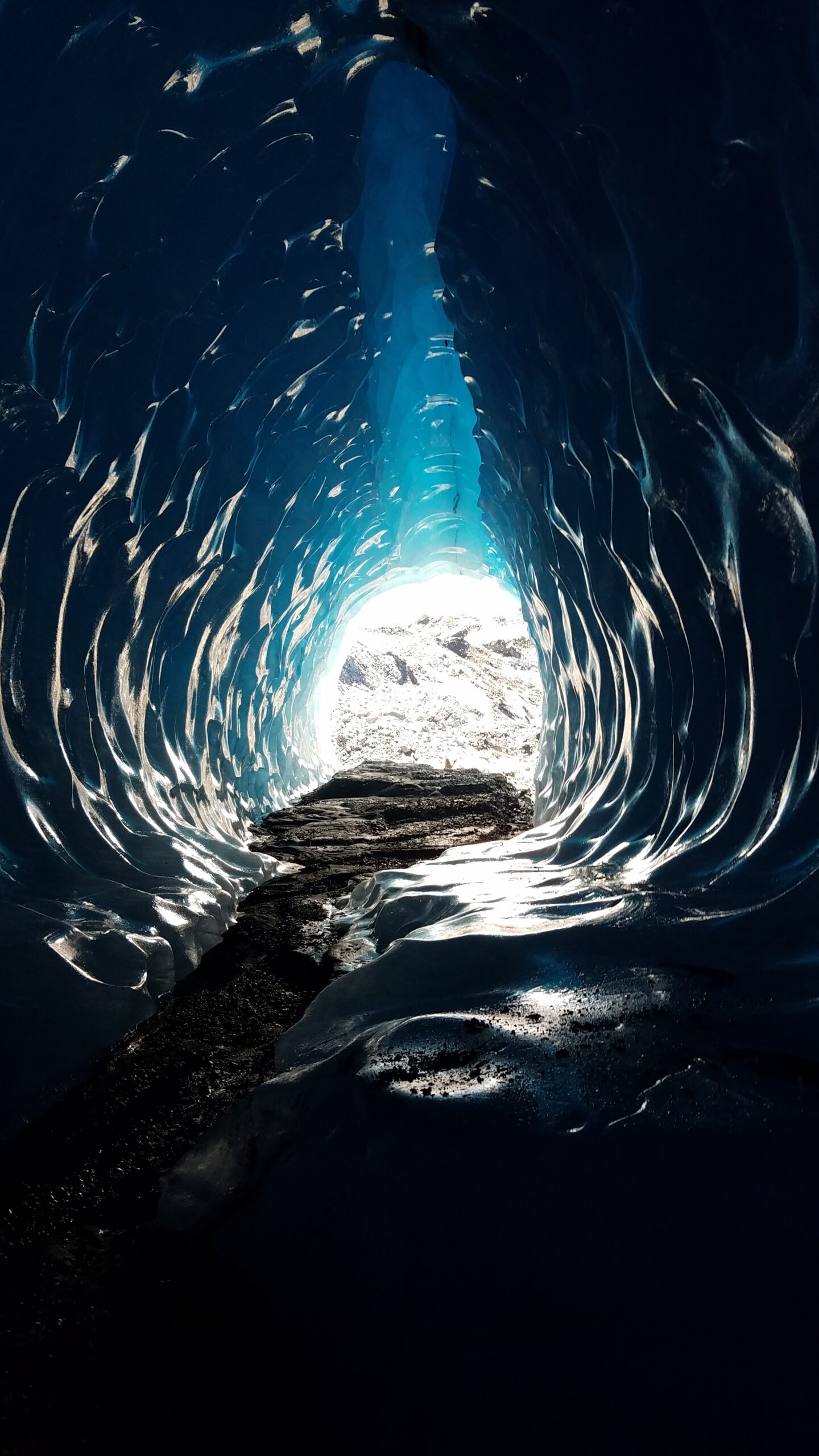 sunlight outside of an ice cave Matanuska Glacier