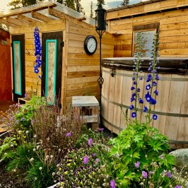 Cedar hot tub and showers