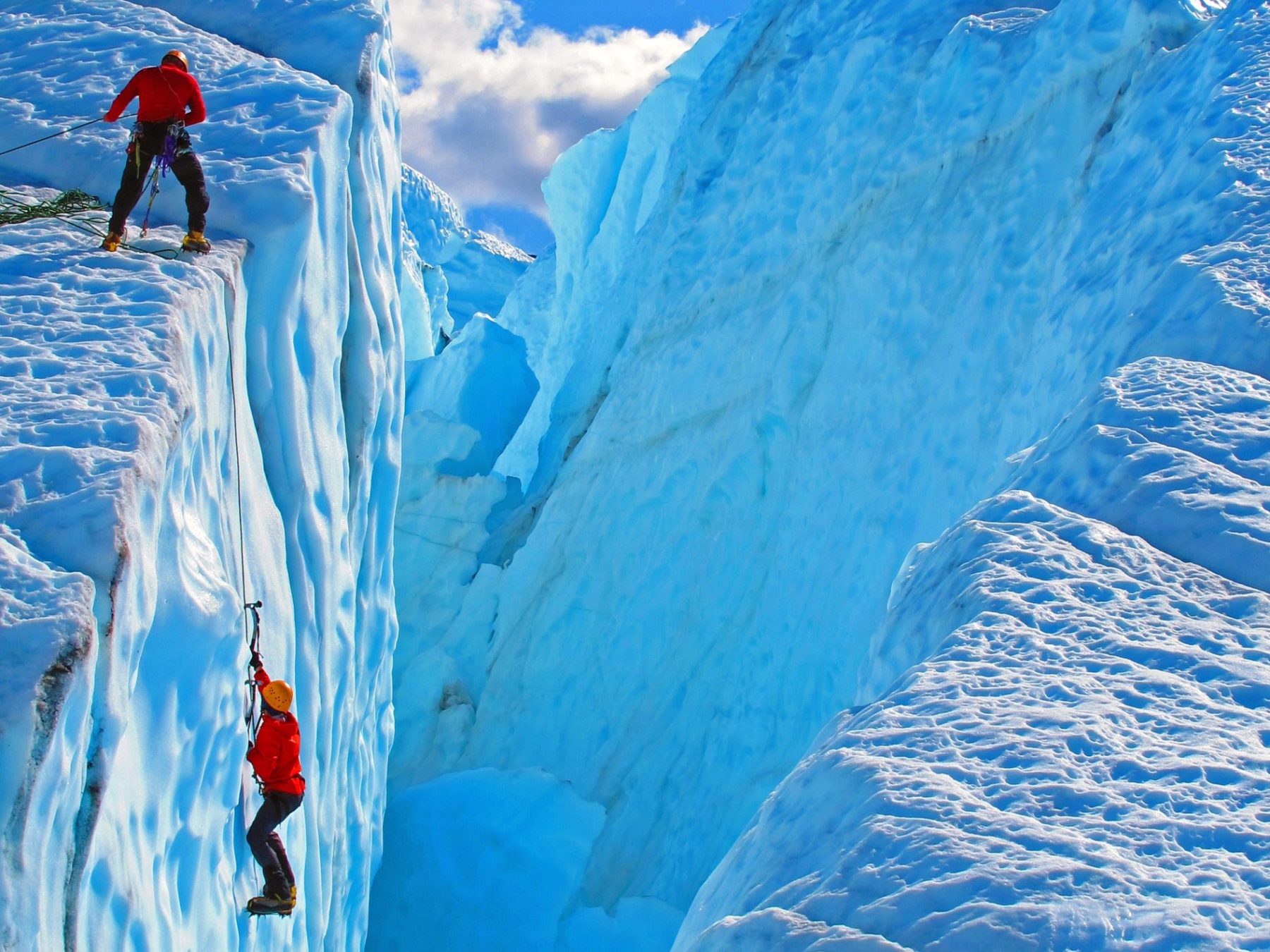 Two Ice Climbers on steep glaciers