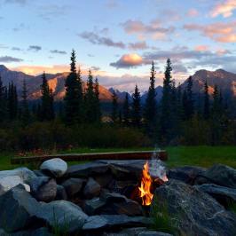 campfire in rocks