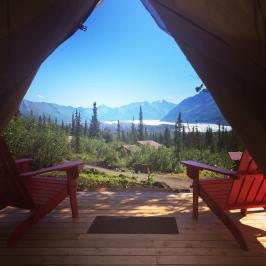 tent looking over valley
