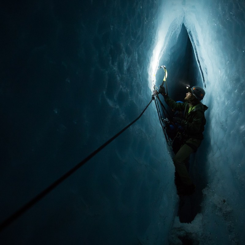 man in an ice cave