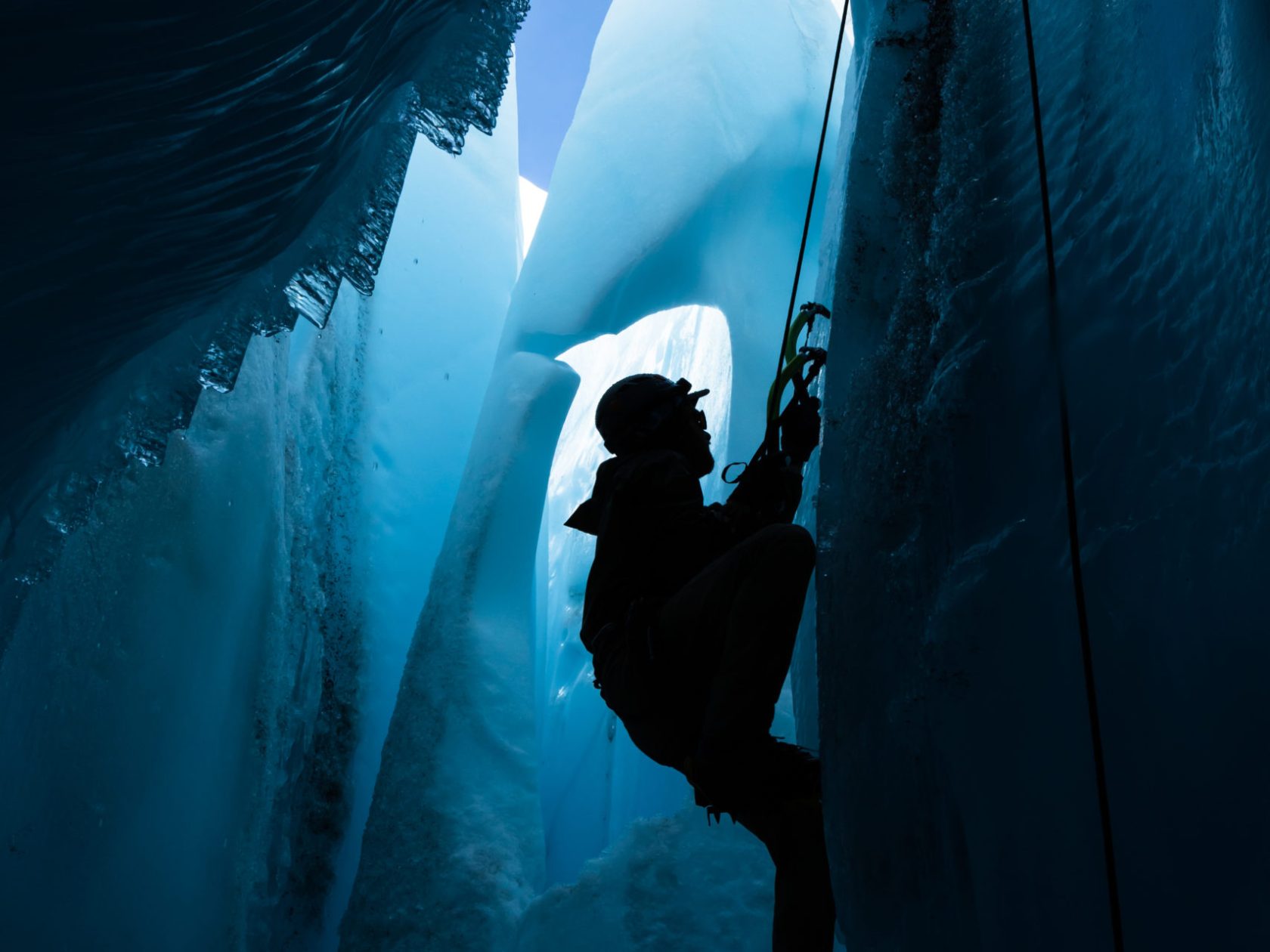 Ice Climber on Blue Ice