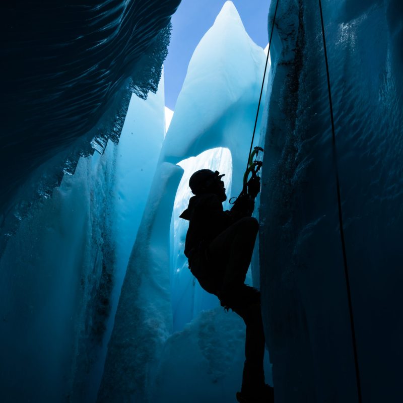 Ice Climber on Blue Ice