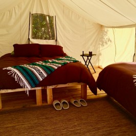 inside glamping tent