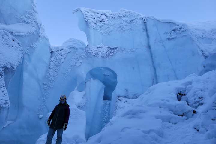 Person standing on the Matanuska Glacier