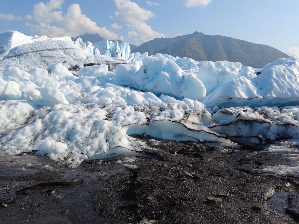 sharp ice fins on glacier