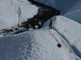 a close up of a snow covered slope