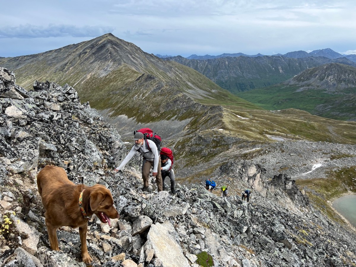 a group of people standing on top of a mountain